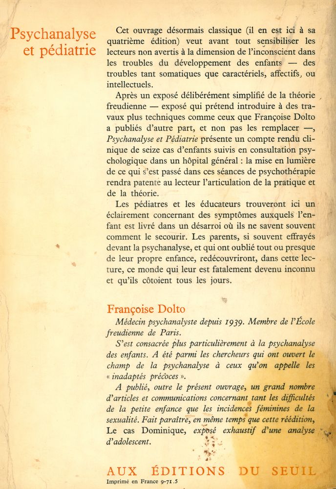 『PSYCHANALYSE ET PÉDIATRIE : LES GRANDES NOTIONS DE LA PSYCHANALYSE SEIZE OBSERVATIONS D'ENFANTS』 5
