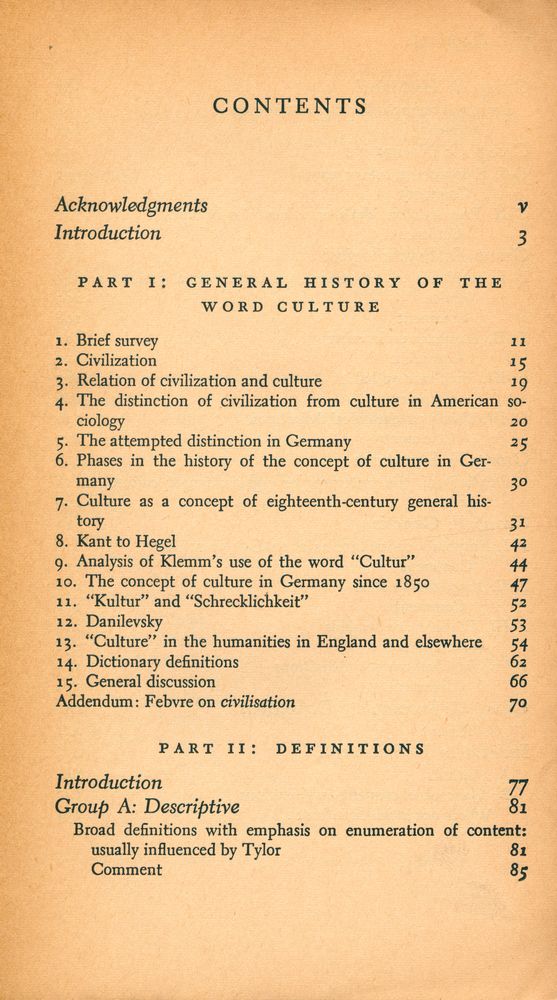 『CULTURE : A Critical Review of Concepts and Definitions』 2
