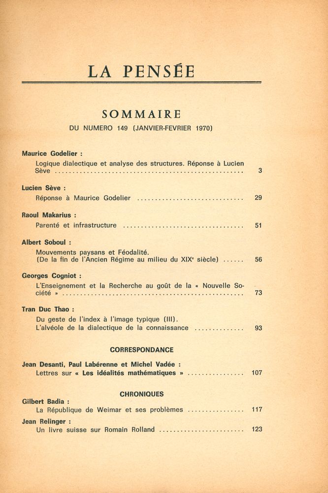 『LA PENSÉE』 N° 149 - FÉVRIER 1970 2
