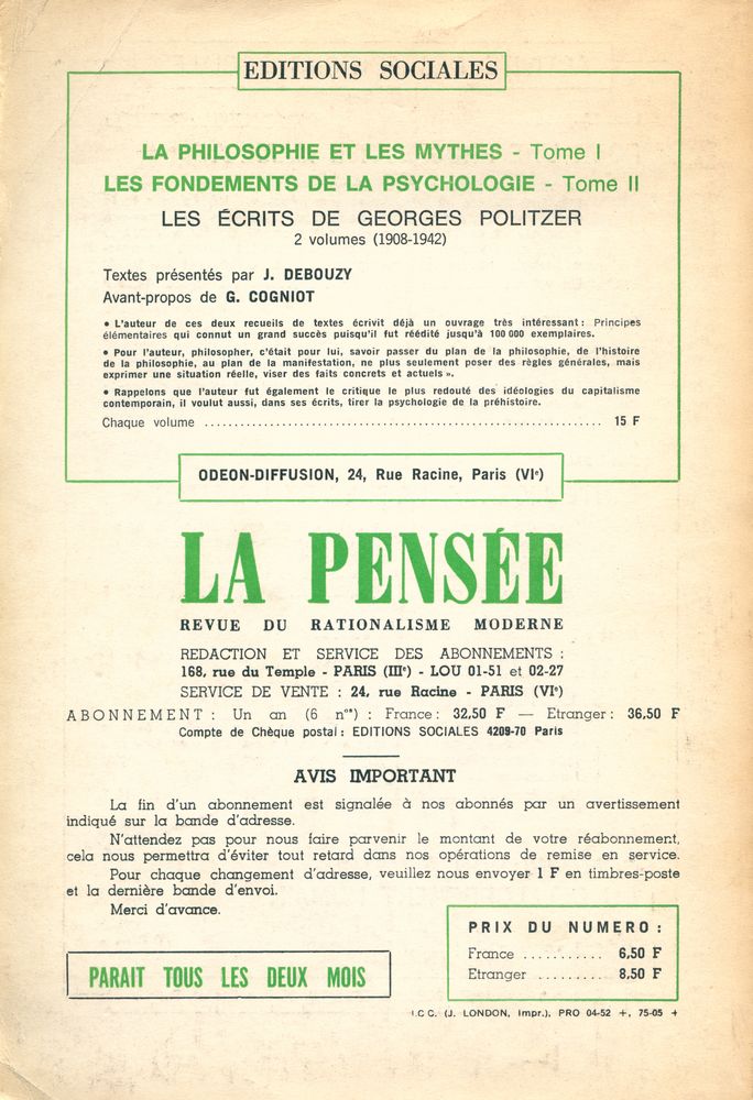 『LA PENSÉE』 N° 149 - FÉVRIER 1970 4