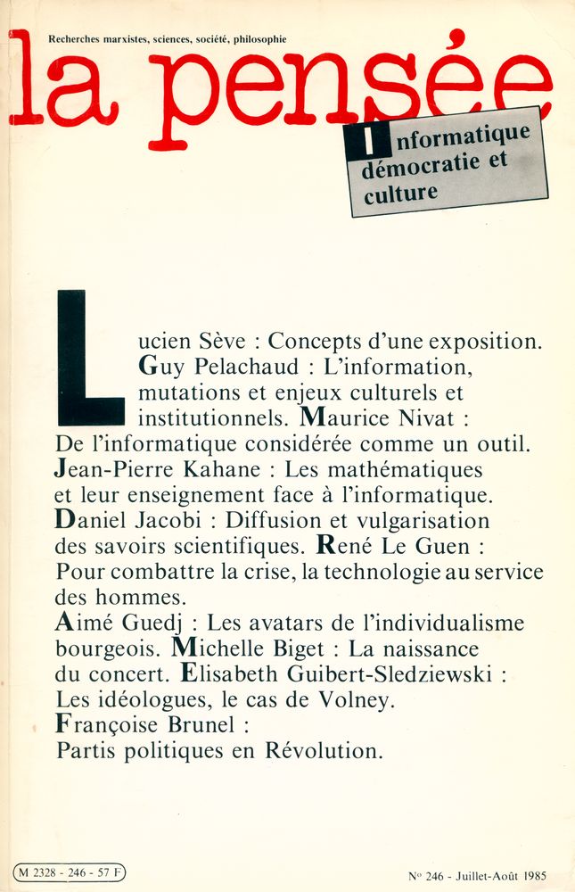 『La Pensée』 N° 246 - Juillet - Août 1985 1