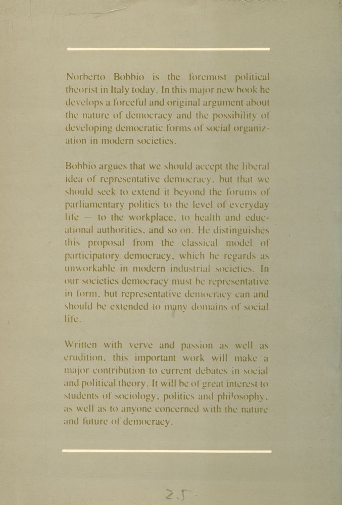 『The future of democracy : A Defence of the Rules of the Game』 3