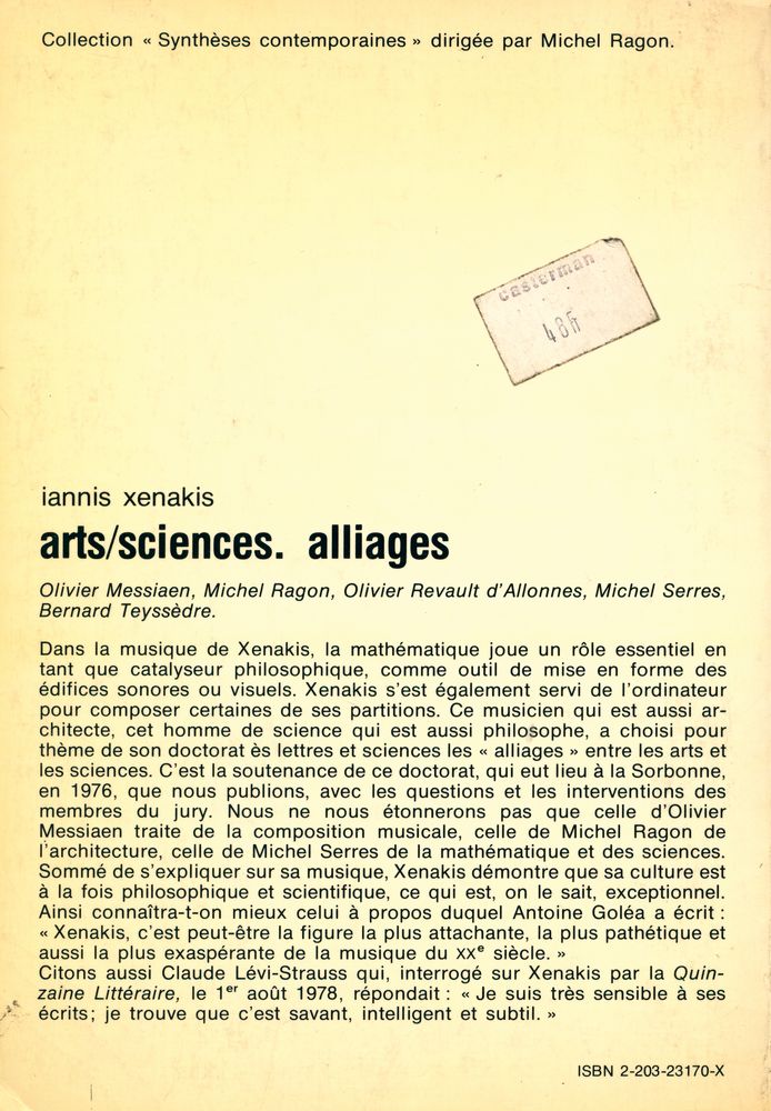 『arts/sciences alliages : iannis xenakis』 3