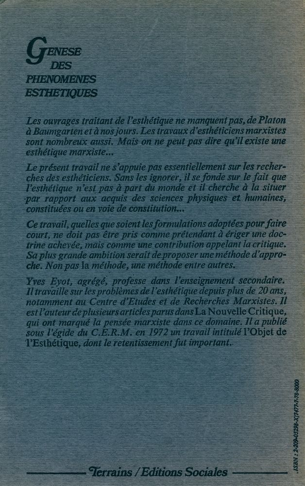 『GENESE DES PHENOMENES ESTHETIQUES』 3