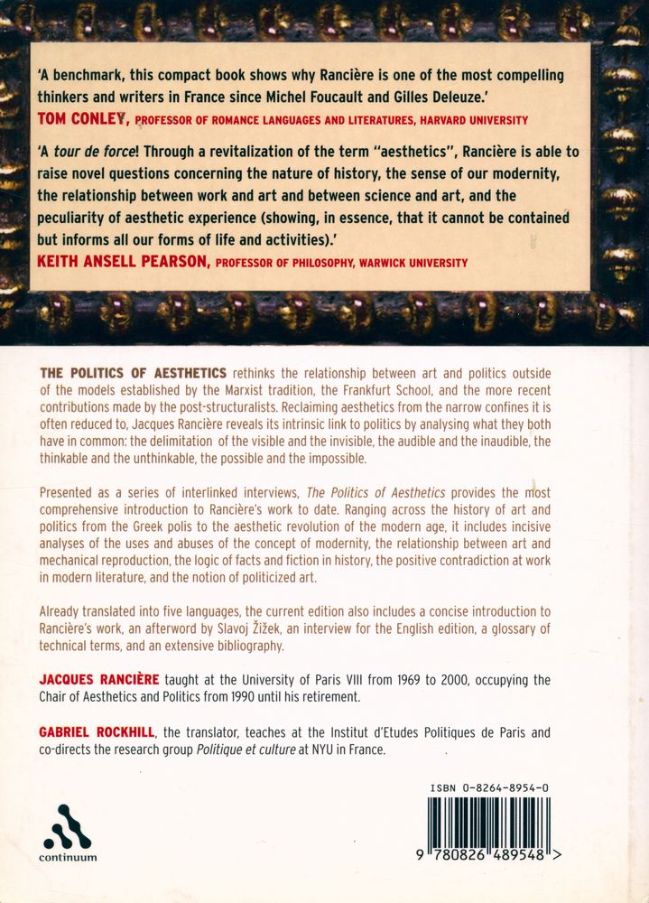 『THE POLITICS OF AESTHETICS : The Distribution of the Sensible』 3