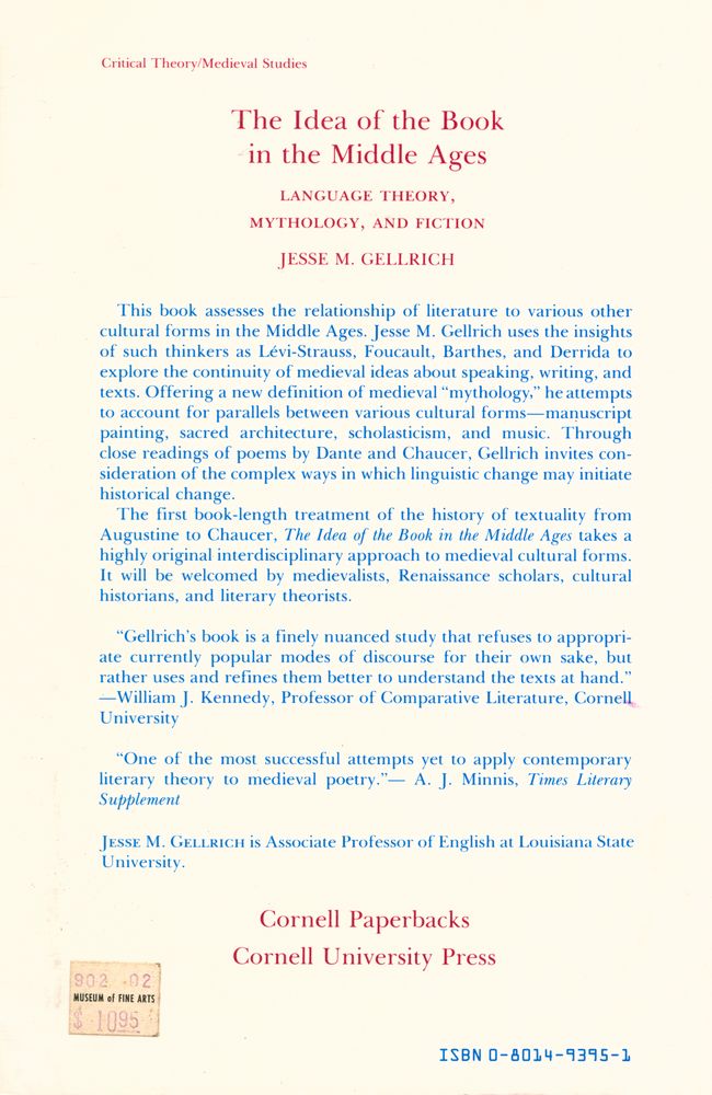 『The Idea of the Book in the Middle Ages : LANGUAGE THEORY, MYTHOLOGY, AND FICTION』 4