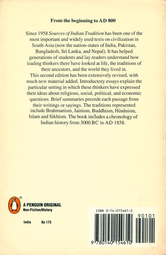 『SOURCES OF INDIAN TRADITION :  Volume One : From the Beginning to 1800』 8
