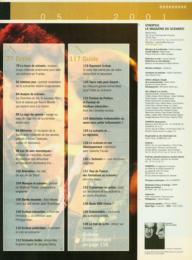 『SYNOPSIS LE MAGAZINE DU SCÉNARIO』 N°13 MAI - JUIN 2001 3