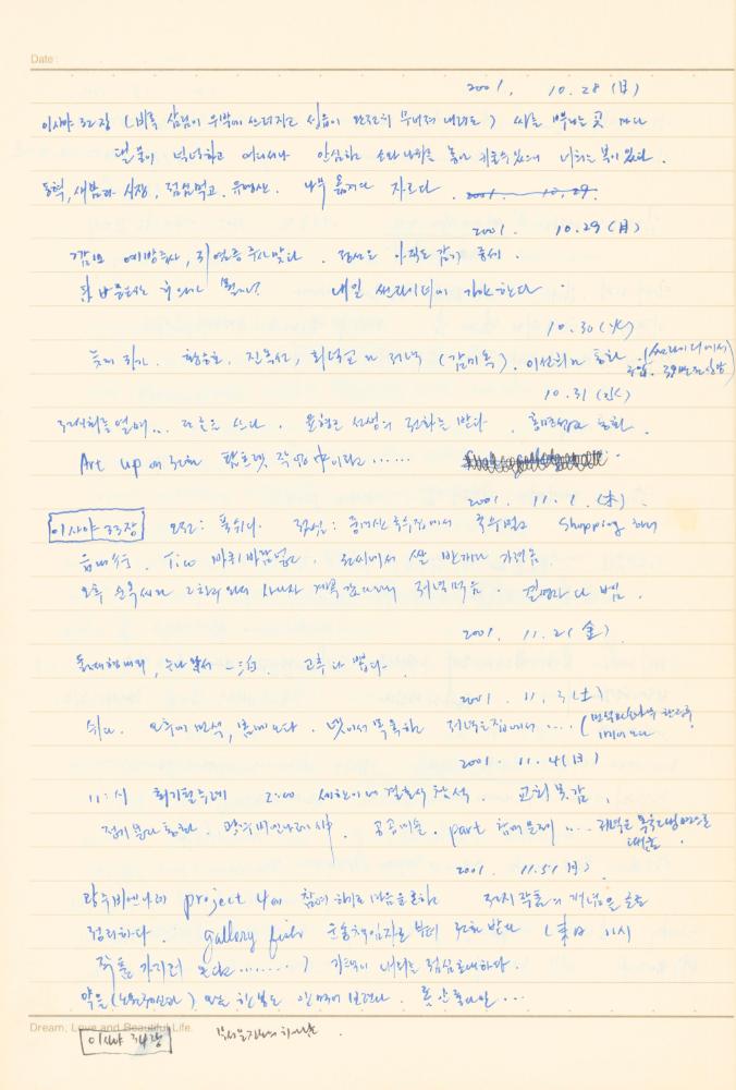 1997년부터 2003년까지 작성한 노트