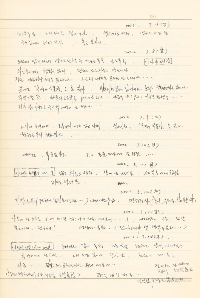 1997년부터 2003년까지 작성한 노트