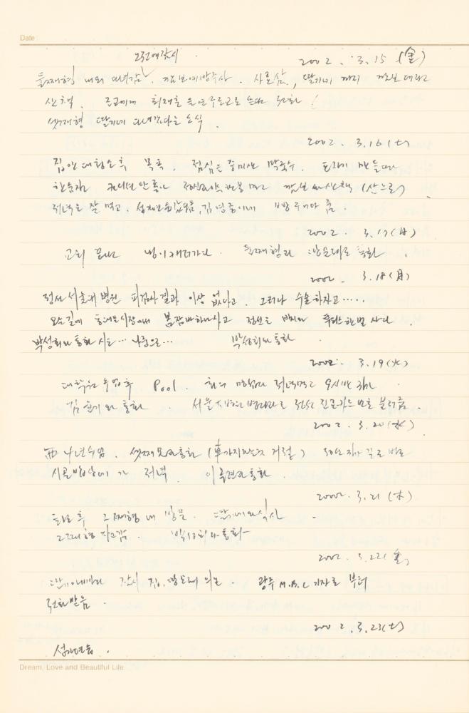 1997년부터 2003년까지 작성한 노트