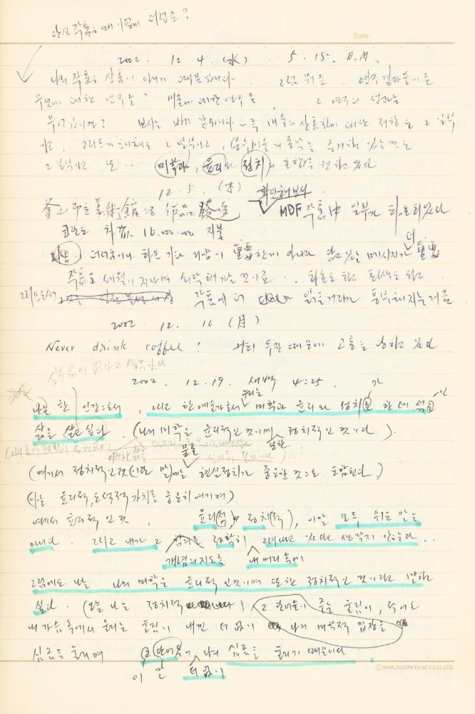 1997년부터 2003년까지 작성한 노트