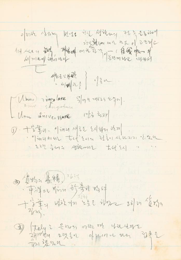 1978년 '르네상스(Renaissance) 미술(美術)과 사상(思想)' 노트