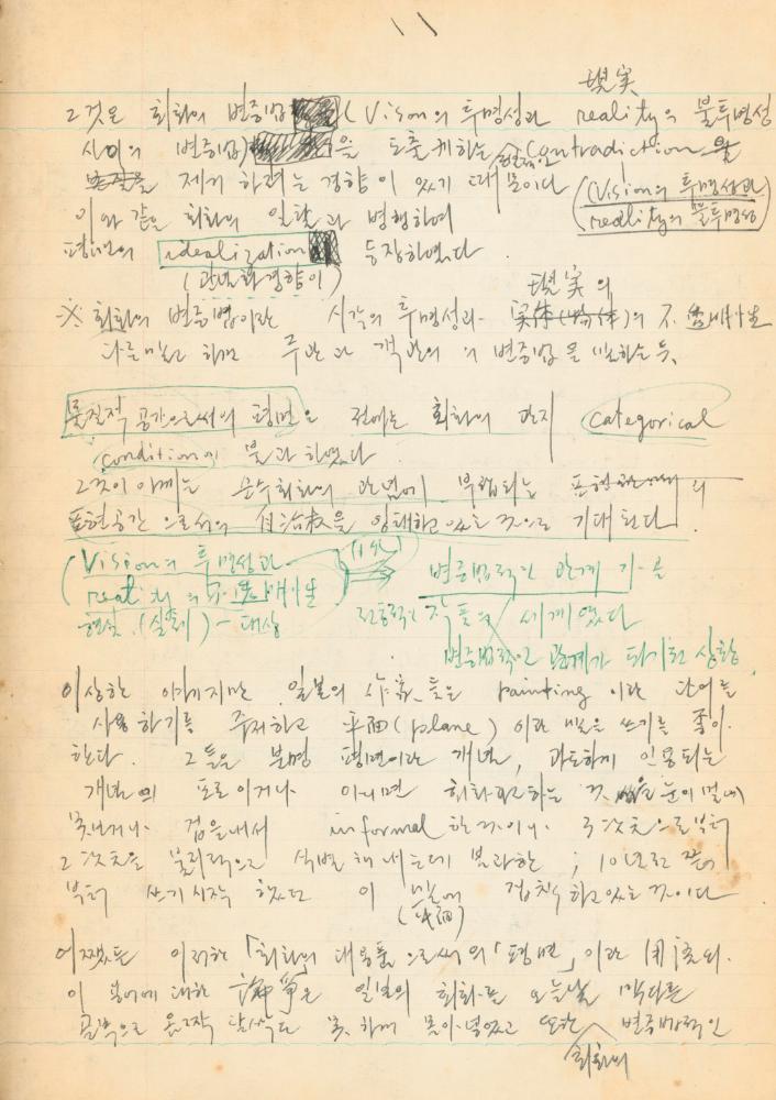1978년 '르네상스(Renaissance) 미술(美術)과 사상(思想)' 노트