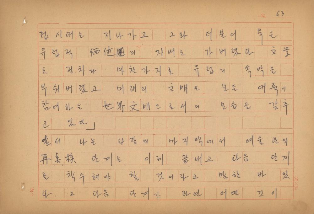 현대예술사상 특강(現代藝術思想 特講) 레포트 「現代藝術思想의 潮流와 그 展望(현대예술사상의 조류와 그 전망)」 육필원고