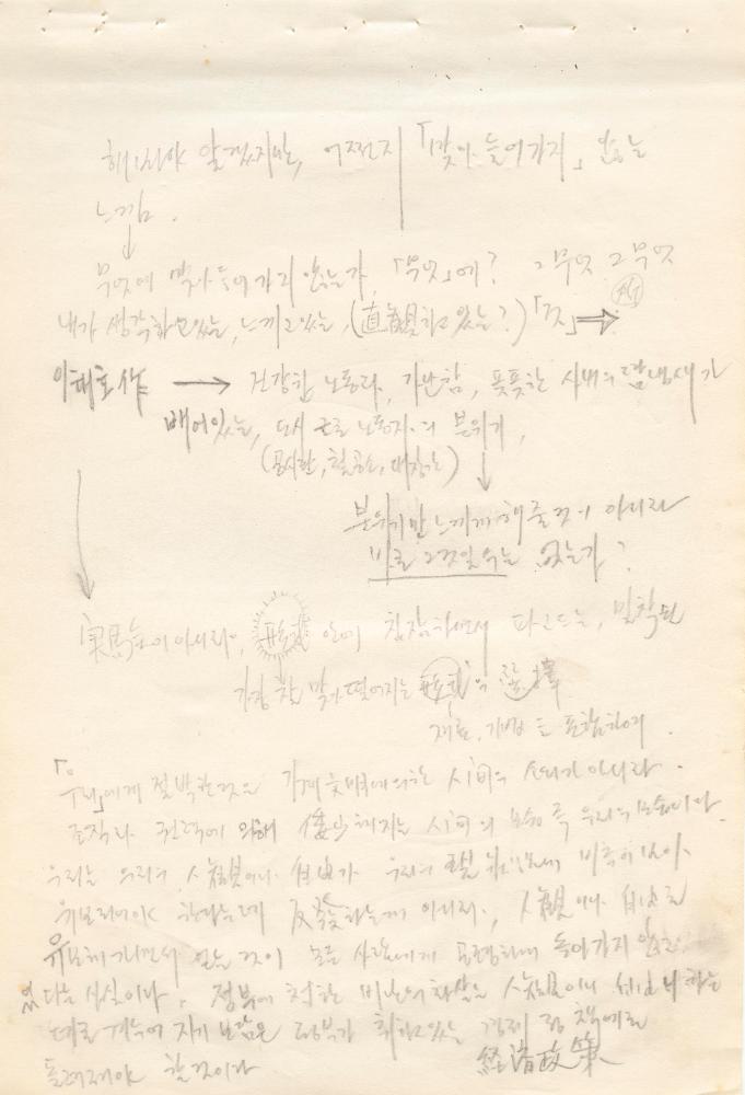 〈평면 오브제〉 관련 내용이 포함된 1970년대 김용익 노트