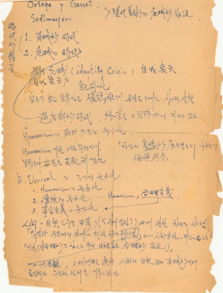 〈평면 오브제〉 관련 내용이 포함된 1970년대 김용익 노트