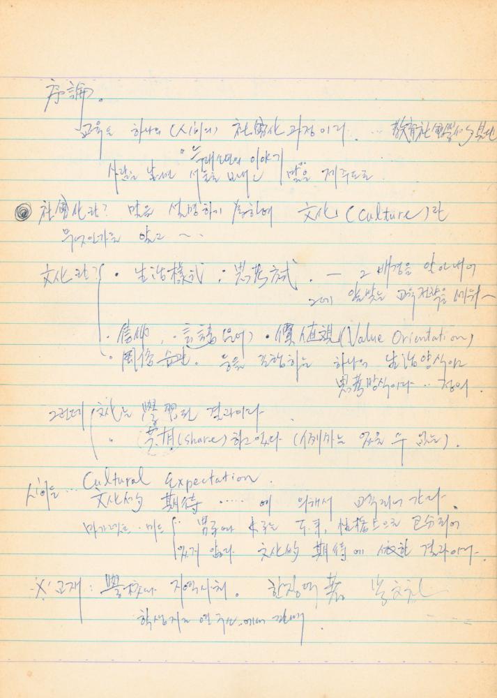 1973년경 홍익대학교 강의 관련 노트 4