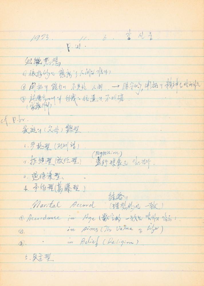 1973년경 홍익대학교 강의 관련 노트 8