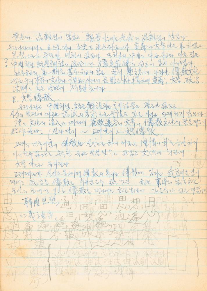 1973년경 홍익대학교 강의 관련 노트