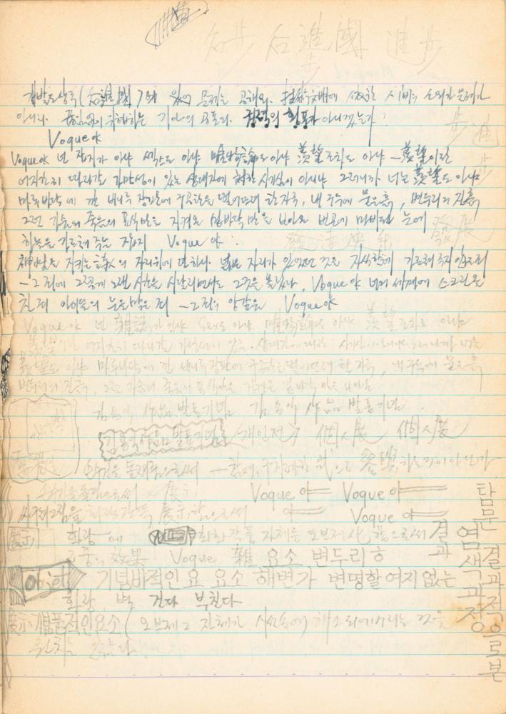 1973년경 홍익대학교 강의 관련 노트