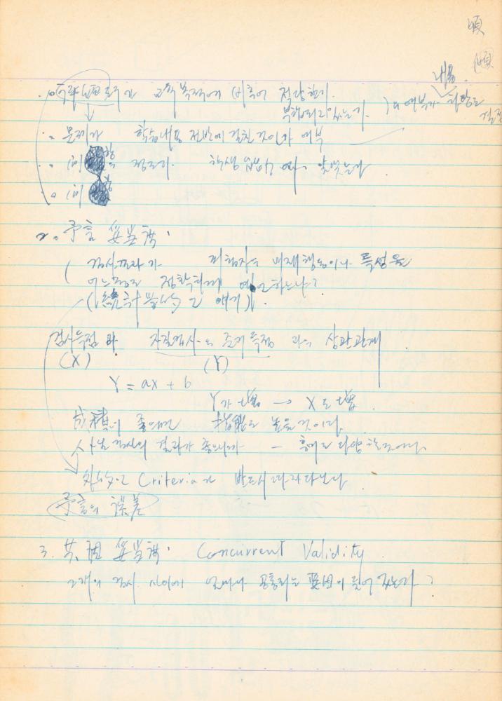 1973년경 홍익대학교 강의 관련 노트