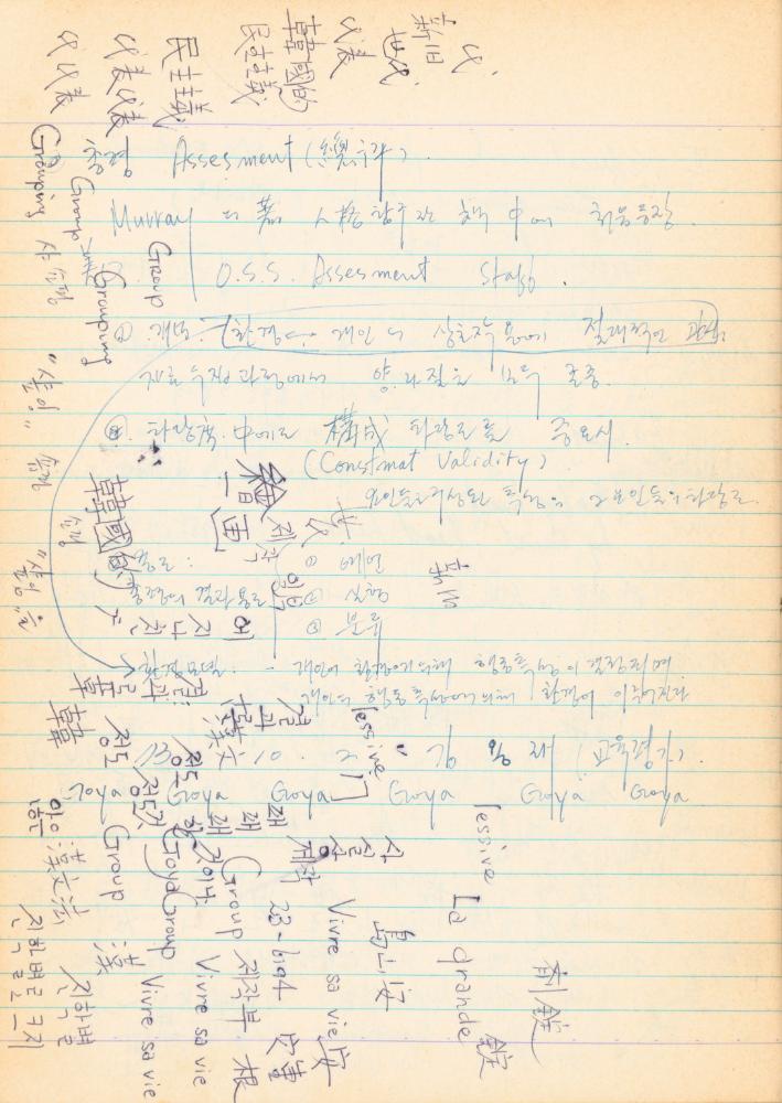 1973년경 홍익대학교 강의 관련 노트
