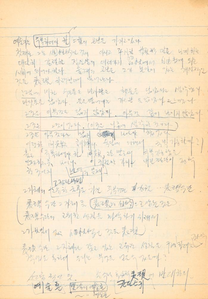1973년경 작성한 노트