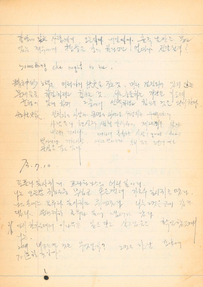 1973년경 작성한 노트