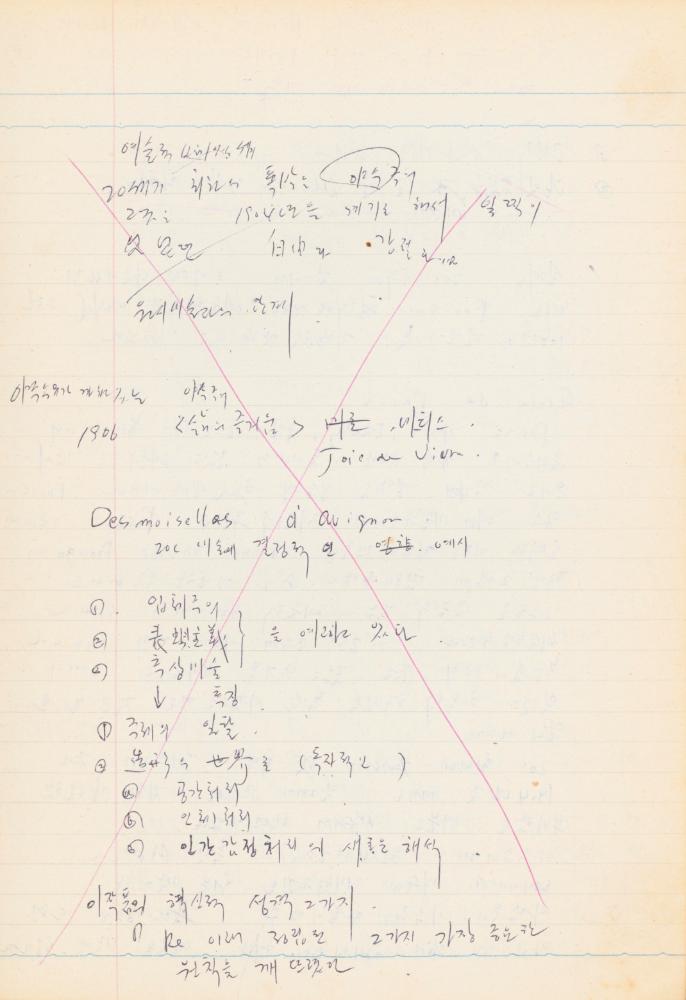 1978년 서양근대미술사 관련 노트