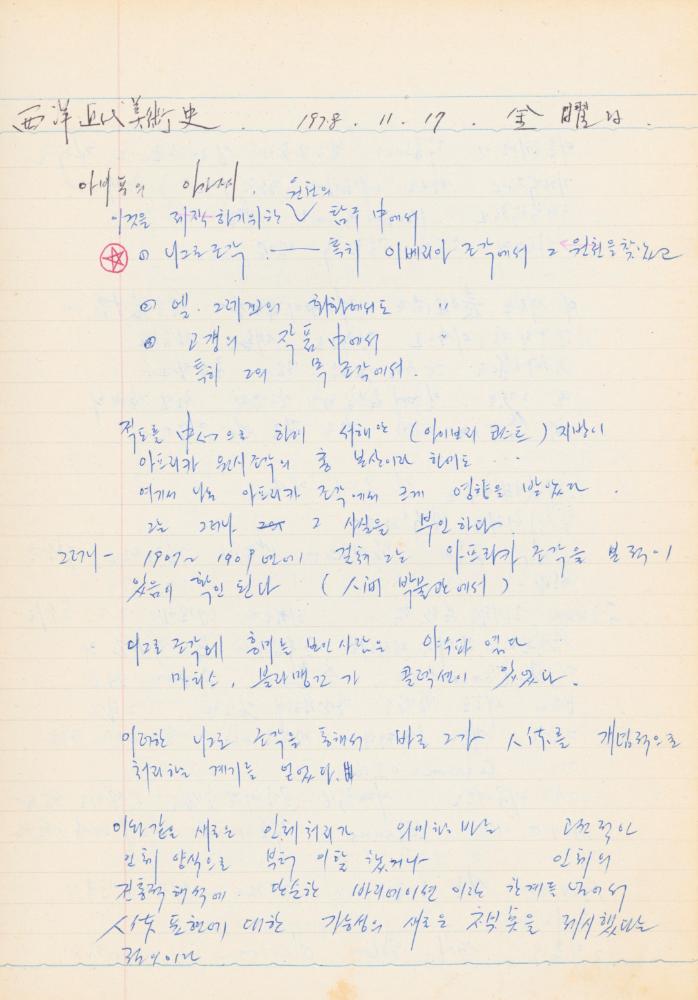 1978년 서양근대미술사 관련 노트