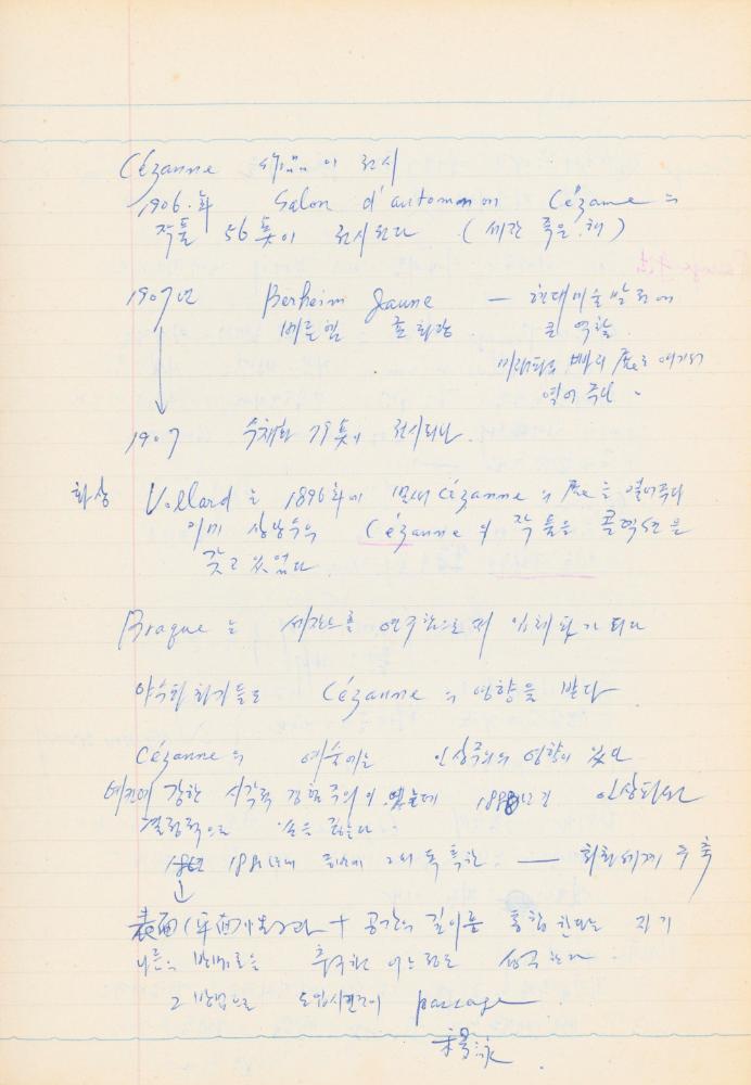 1978년 서양근대미술사 관련 노트