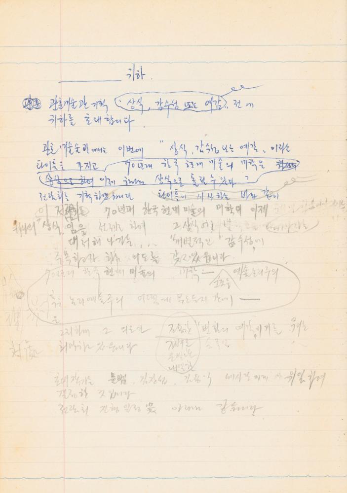1978년 서양근대미술사 관련 노트