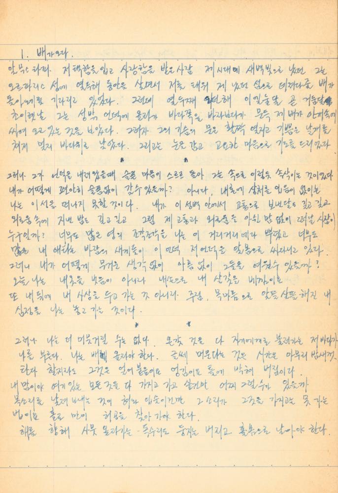 1973년경 작성한 노트