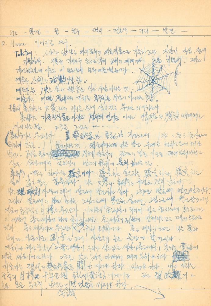 1973년경 작성한 노트