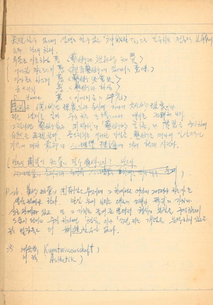 1973년경 작성한 노트