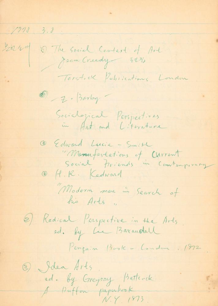 1978년 현대예술사상특강 관련 노트 2