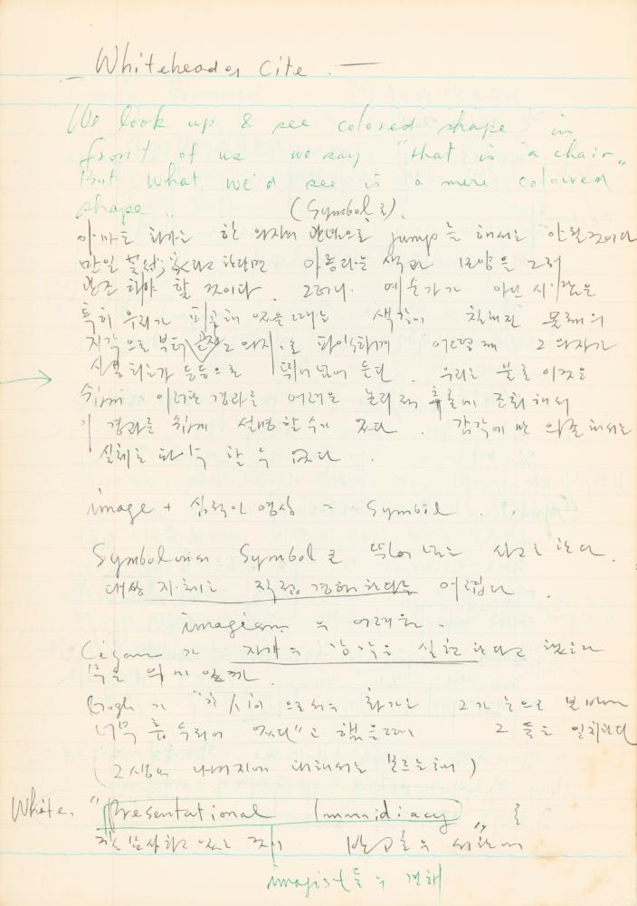 1978년 현대예술사상특강 관련 노트