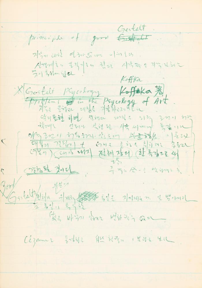 1978년 현대예술사상특강 관련 노트