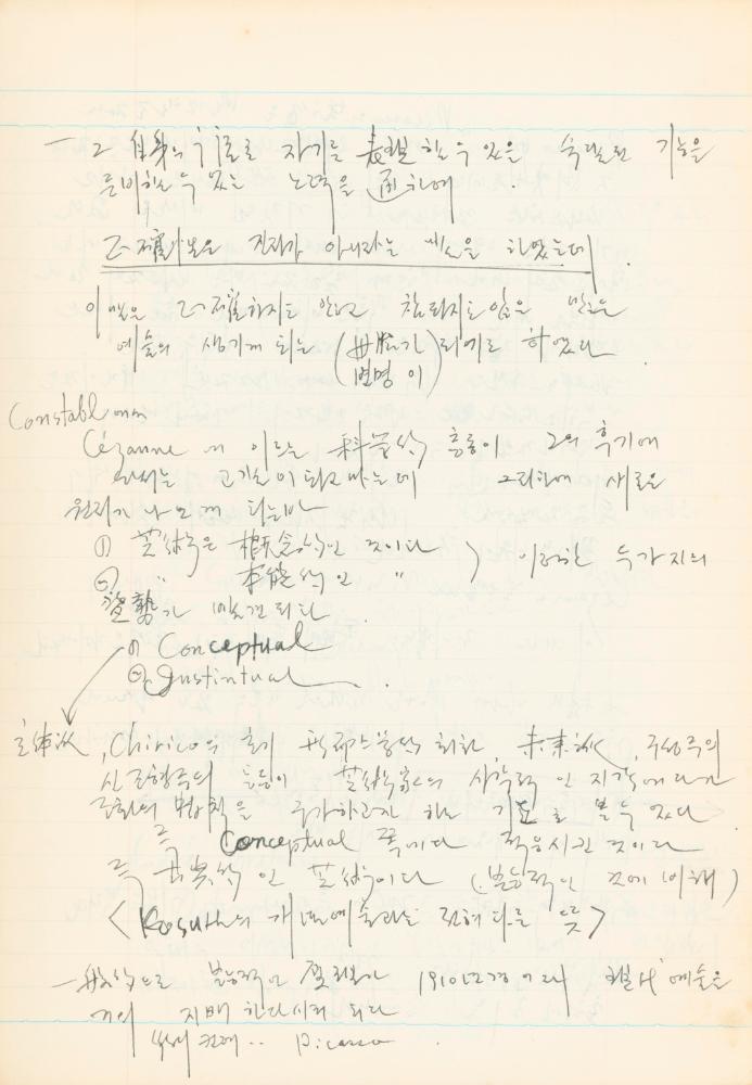 1978년 현대예술사상특강 관련 노트