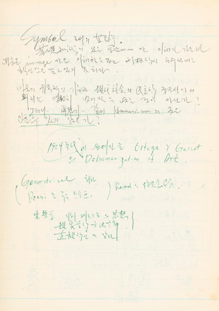 1978년 현대예술사상특강 관련 노트