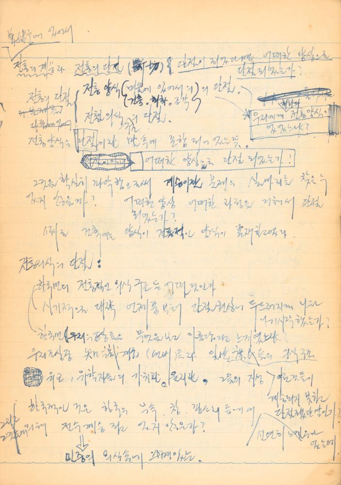 1973년 작성한 미술의 전통에 대한 소회가 담긴 노트 2