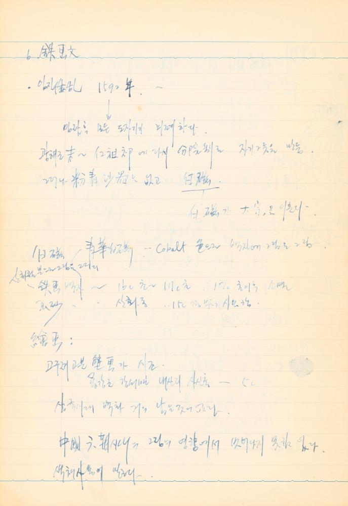 1973년 작성한 미술의 전통에 대한 소회가 담긴 노트