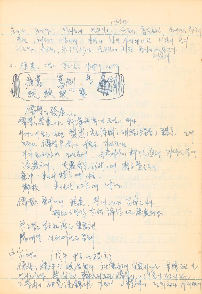 1973년 작성한 미술의 전통에 대한 소회가 담긴 노트