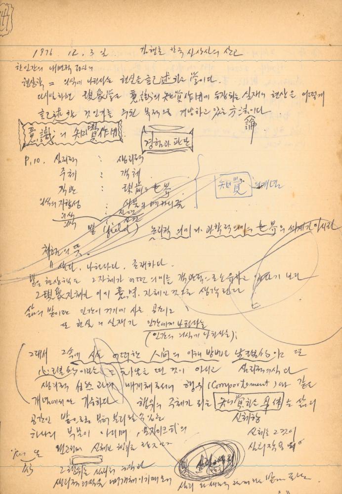 1976년경 교생 수업지도안이 포함된 노트