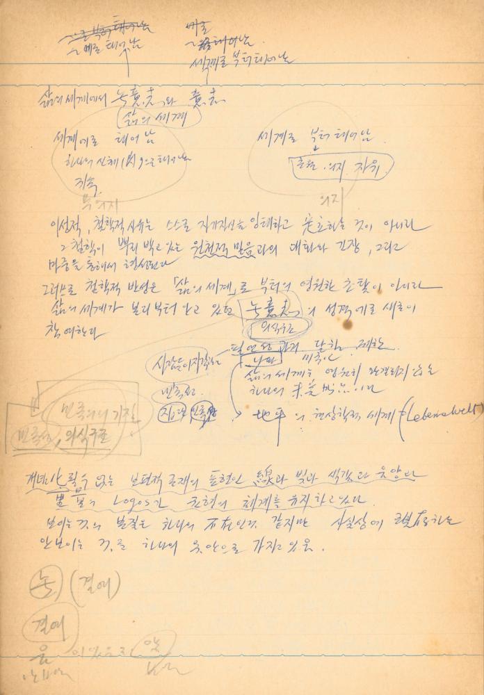 1976년경 교생 수업지도안이 포함된 노트