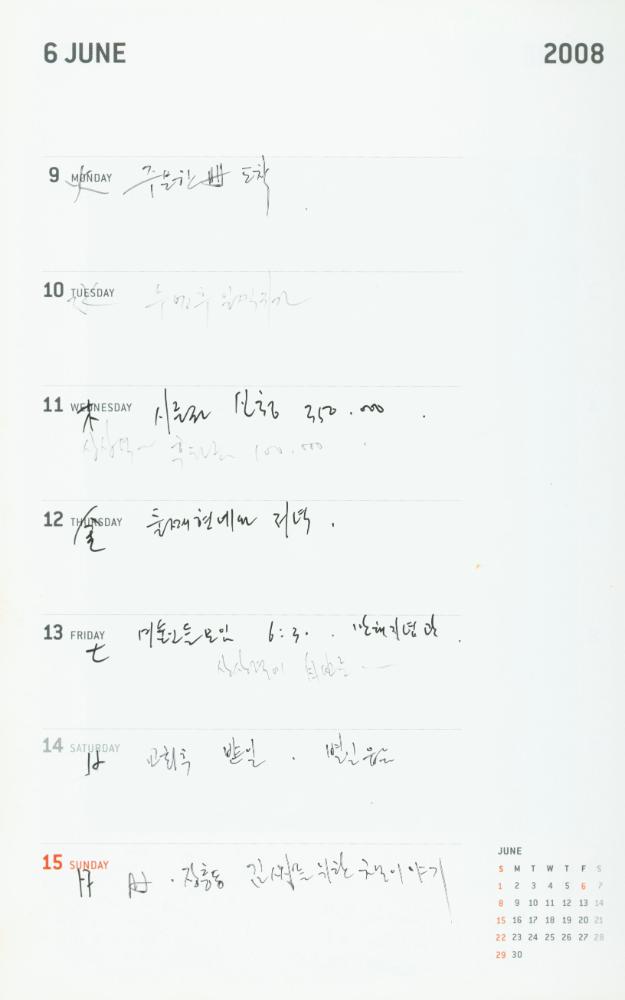 2008년 김용익 다이어리
