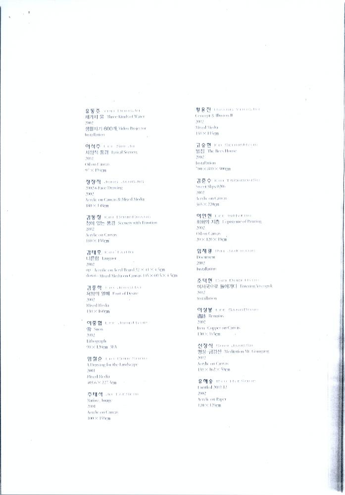 2002년 《제17회 아시아국제미술전람회》 도록 일부