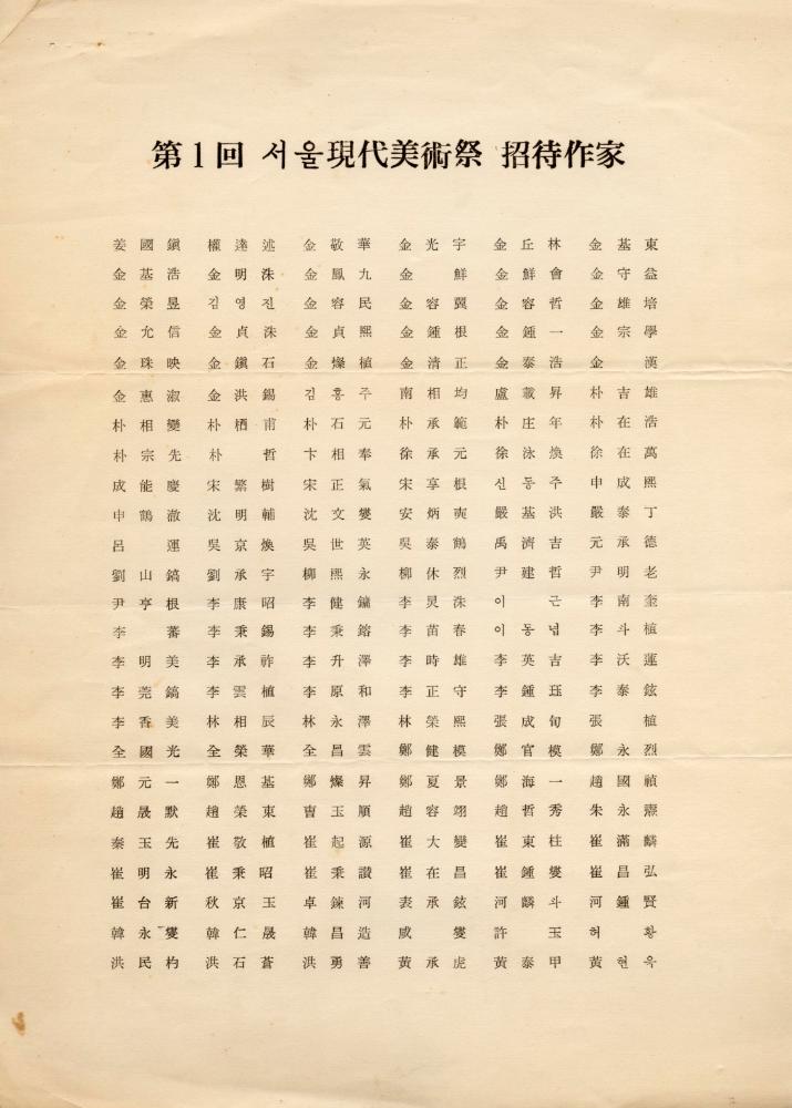 1975년 《제1회 서울현대미술제》 초대작가 목록 1