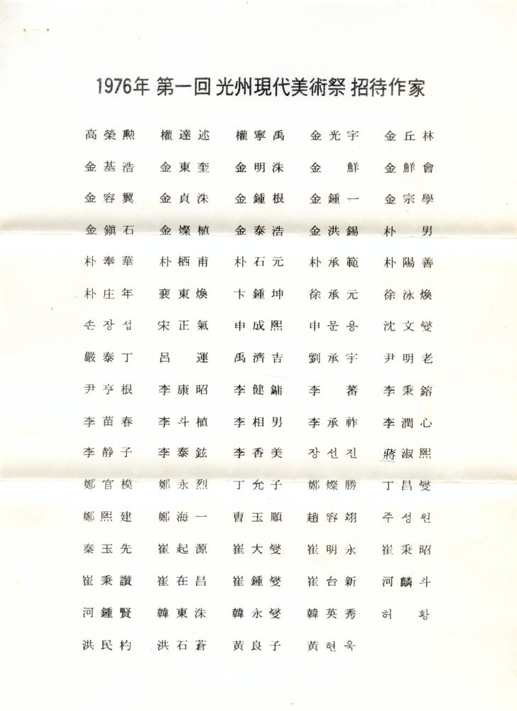 1976년 8월 제1회 광주현대미술제 김용익 초청 문서 5